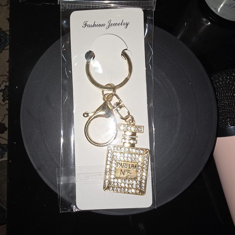 Gold Perfume Bottle Keychain/bag charm